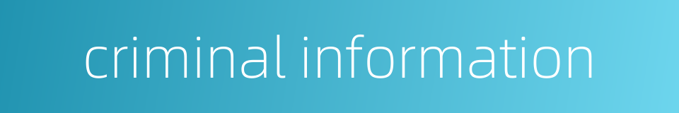criminal information的同义词