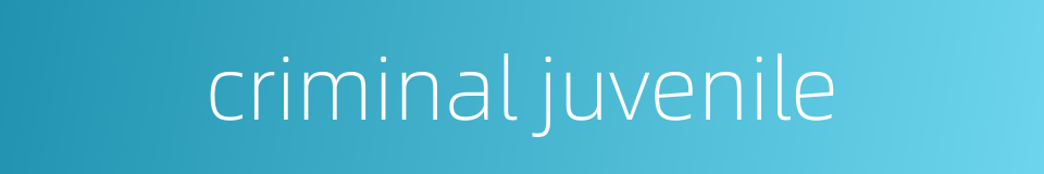 criminal juvenile的同义词