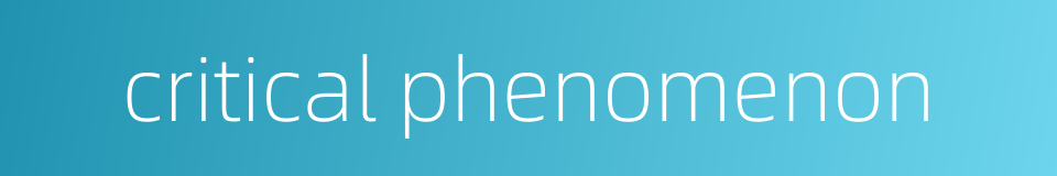 critical phenomenon的同义词
