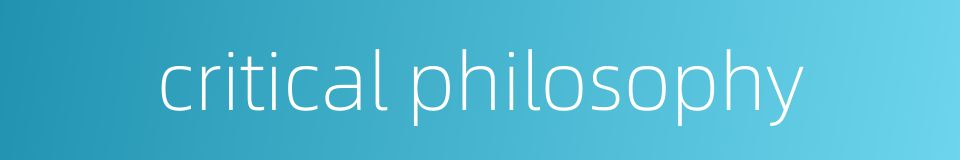 critical philosophy的同义词