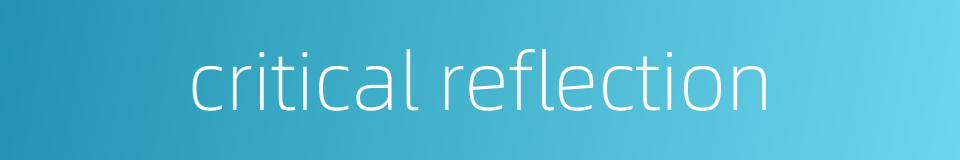 critical reflection的同义词