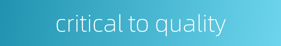 critical to quality的同义词