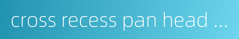 cross recess pan head screw的同义词