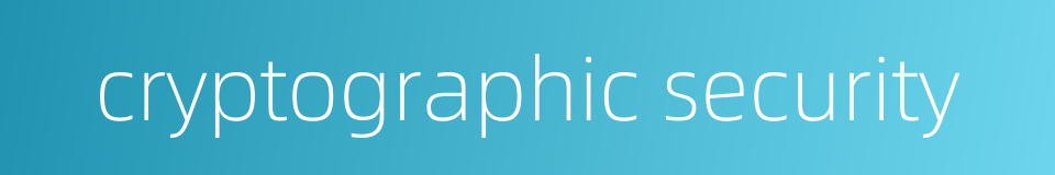 cryptographic security的同义词