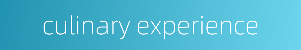 culinary experience的同义词