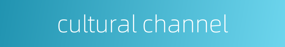 cultural channel的同义词