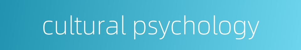cultural psychology的同义词