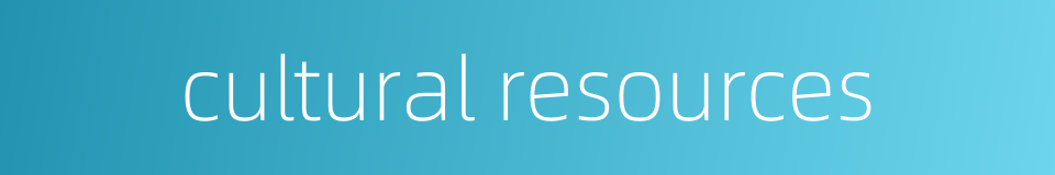 cultural resources的同义词