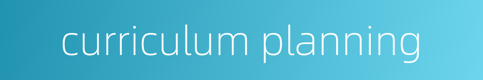 curriculum planning的同义词