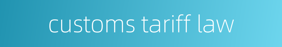 customs tariff law的同义词
