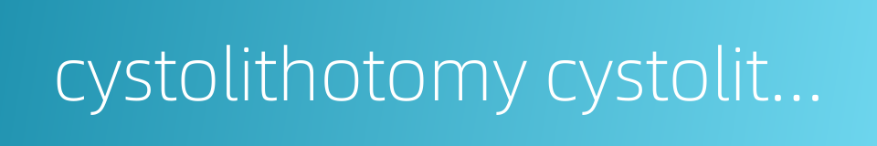 cystolithotomy cystolithectomy的同义词