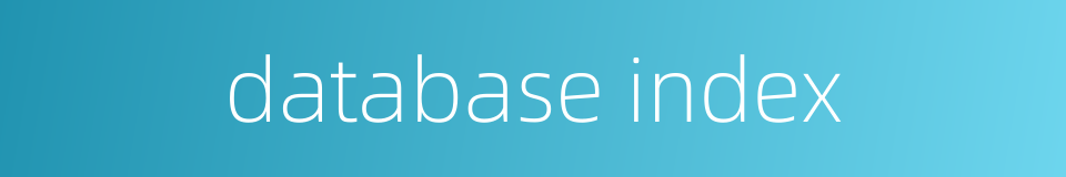 database index的同义词