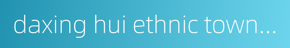 daxing hui ethnic township的同义词