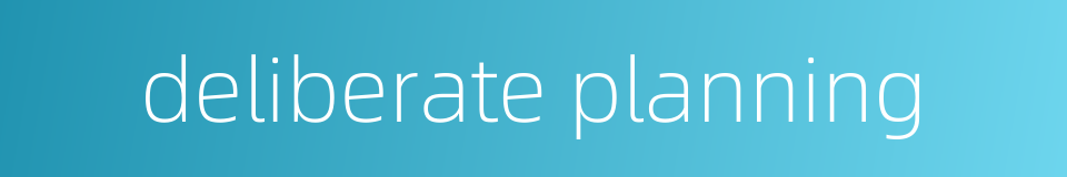 deliberate planning的同义词