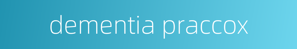 dementia praccox的同义词