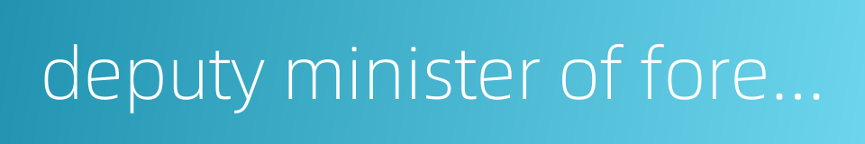 deputy minister of foreign affairs的同义词