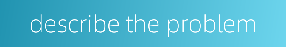 describe the problem的同义词