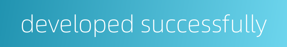 developed successfully的同义词