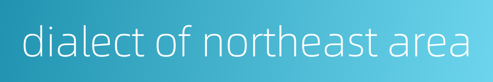 dialect of northeast area的同义词