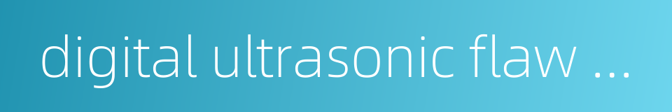 digital ultrasonic flaw detector的同义词