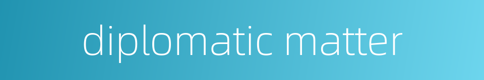 diplomatic matter的同义词