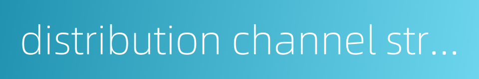 distribution channel strategy的同义词