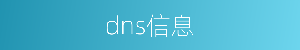 dns信息的同义词