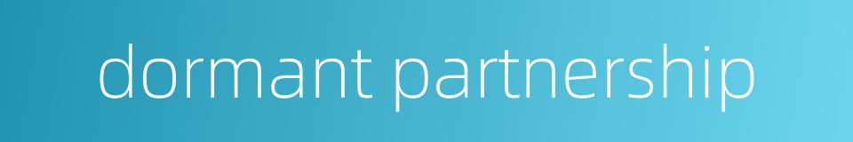dormant partnership的同义词