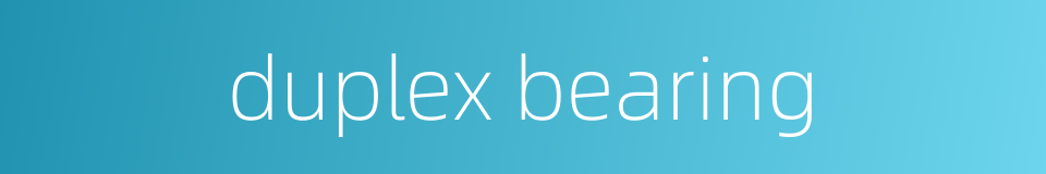 duplex bearing的同义词