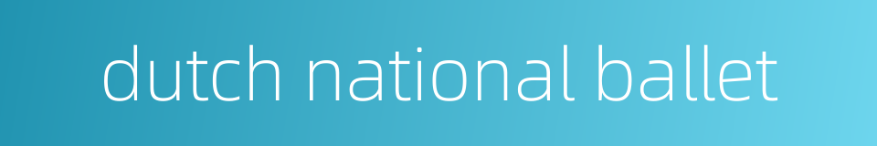 dutch national ballet的同义词