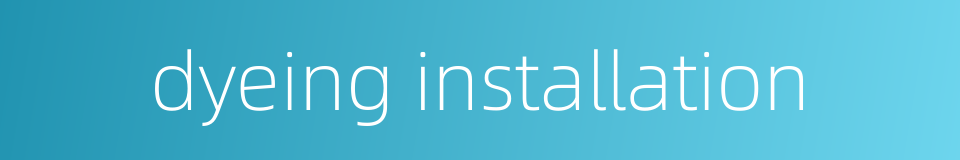 dyeing installation的同义词