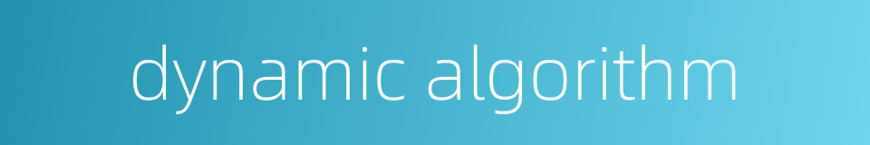 dynamic algorithm的同义词