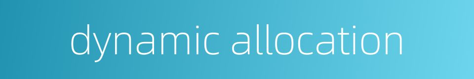 dynamic allocation的同义词