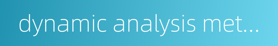 dynamic analysis method的同义词