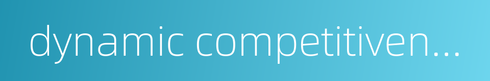 dynamic competitiveness的同义词