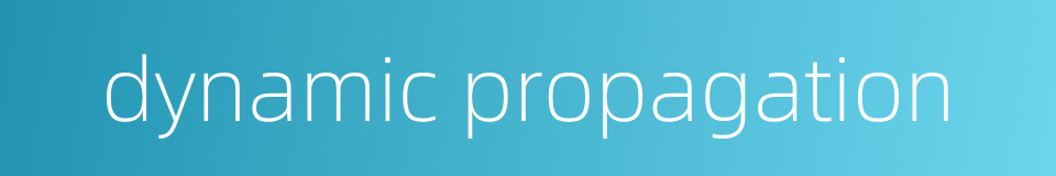 dynamic propagation的同义词