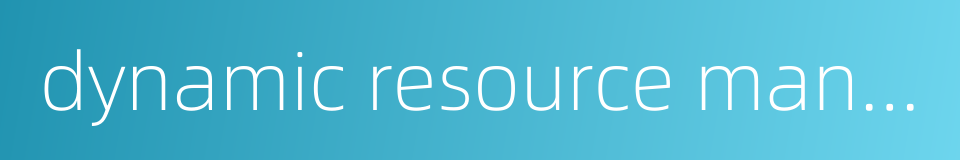 dynamic resource management的同义词