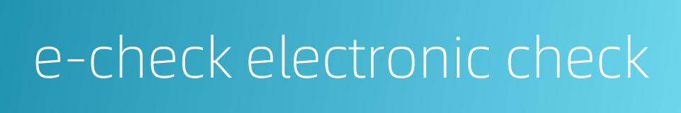 e-check electronic check的同义词