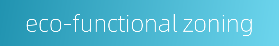 eco-functional zoning的同义词