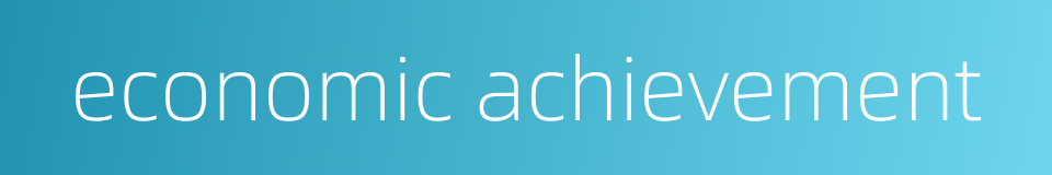 economic achievement的同义词