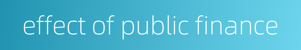 effect of public finance的同义词