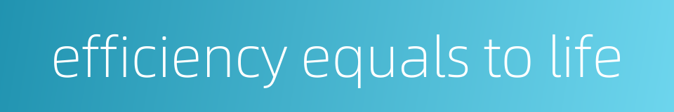 efficiency equals to life的同义词