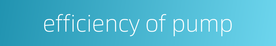 efficiency of pump的同义词