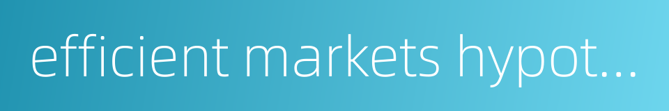 efficient markets hypothesis的同义词