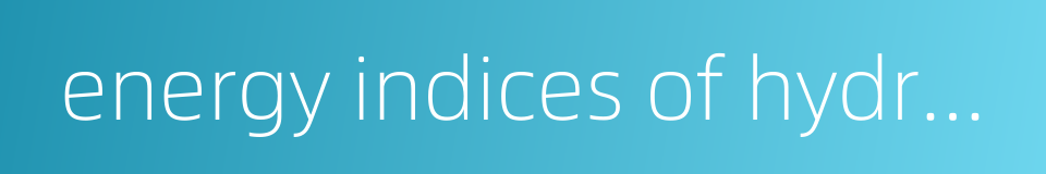energy indices of hydropower station的同义词