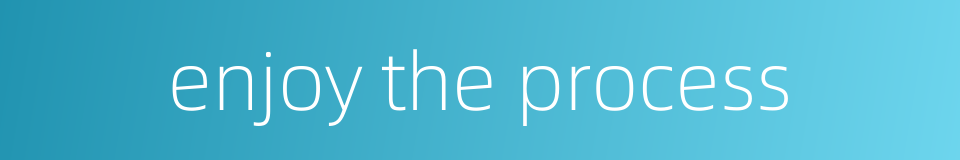 enjoy the process的同义词