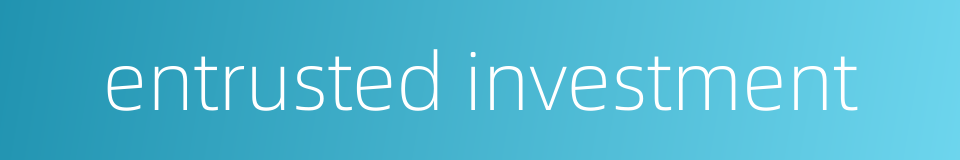 entrusted investment的同义词