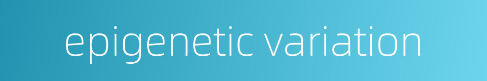 epigenetic variation的同义词