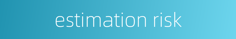 estimation risk的同义词