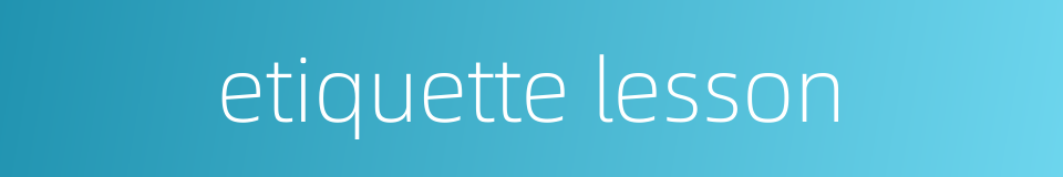 etiquette lesson的同义词